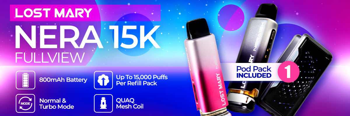 Lost Mary Nera15K Fullview Vape Kit + 1x Pod Pack included
