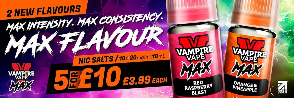 Vampire Vape Max Nic Salts 5 For £10