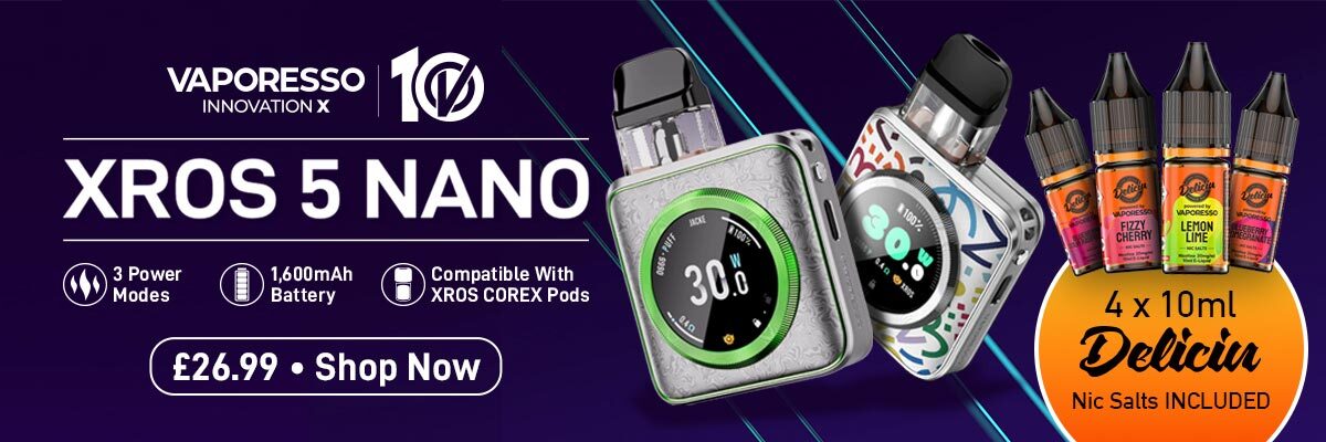 Vaporesso Xros 5 Nano Vape Kit + 4 Deliciu E-Liquids