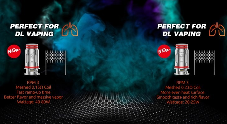 Experience a better flavour from your e-liquid with the RPM 3 mesh coils and a larger amount of vapour too.