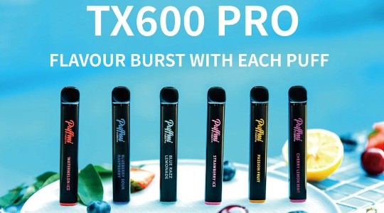 Puffmi TX600 Pro disposables in fruit, menthol, soda, and candy flavours