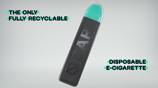 One of the first recyclable disposable vape bars, the Q Bar by Riot Squad produces less waste.