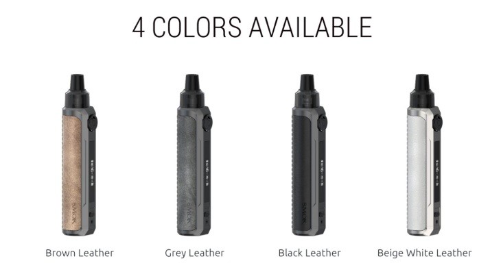 Four Smok RPM 25 W vape kits in different colours next to each other in a row.