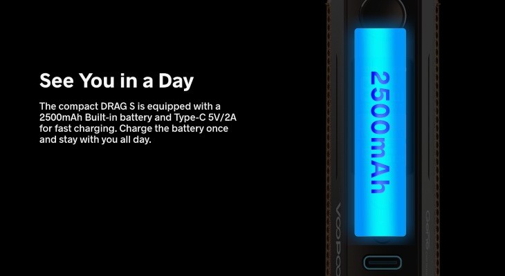 The large built-in battery delivers a longer battery and life and also features quick recharging.