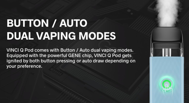Vape two ways with the VooPoo Vinci Q pod kit with its inhale activation and single button activation.