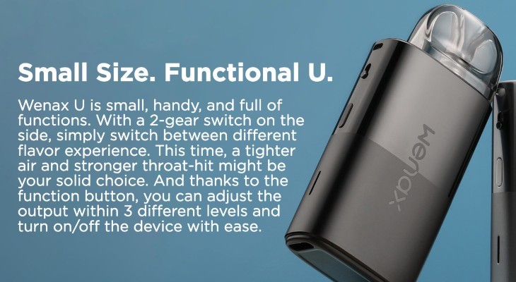 Two GeekVape U features a single button that changes the power setting.