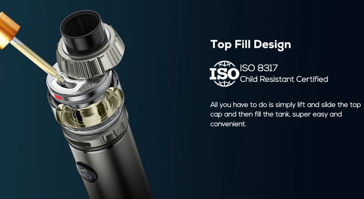 The top filling tank of the Freemax Twister 2 is open, revealing the fill port.