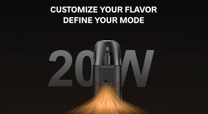 The VooPoo Argus Pod kit adjustable airflow and 20W power output.