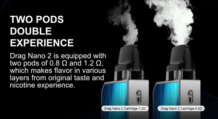 Take your pick from a 0.8 Ohm coil pod or 1.2 Ohm coil pod, both deliver an MTL vape.