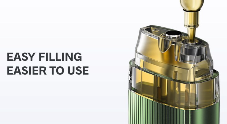 Voopoo Vinci SE pod with mouthpiece cap removed to reveal e-liquid port