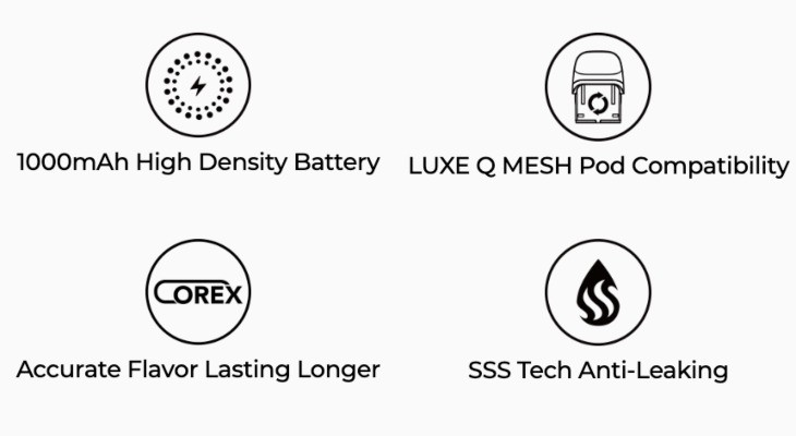 Vaporesso Luxe Q2 SE, 1000mAh built-in battery, Corex mesh coil, SSS anti-leak