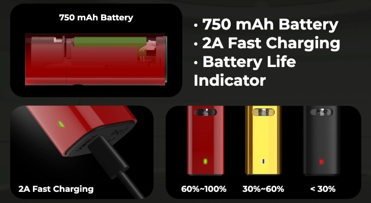 Uwell Caliburn AZ3 built-in battery and fast charging