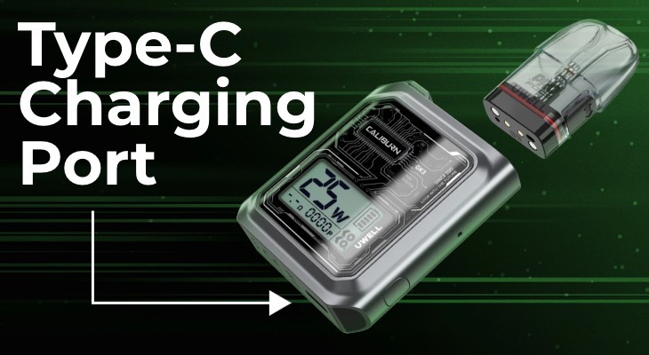 Uwell Caliburn GK3 USB-C fast charging