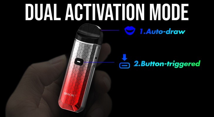Swap between inhale activation and single button activation with the Smok Nord Pro pod kit.