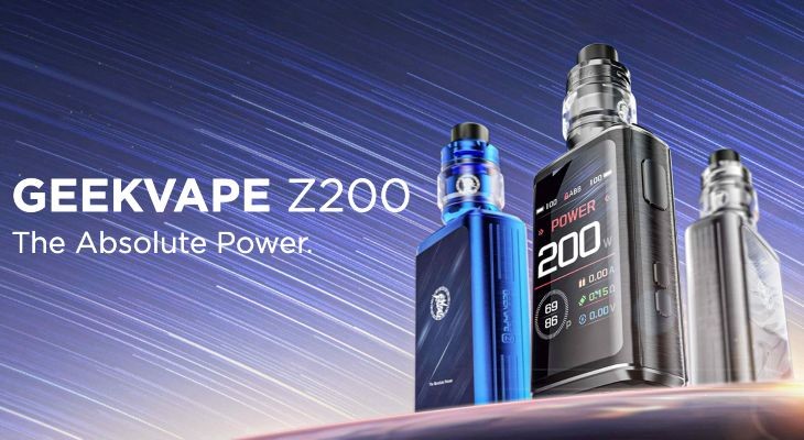 The Geekvape Z200 in Black, Blue and Silver