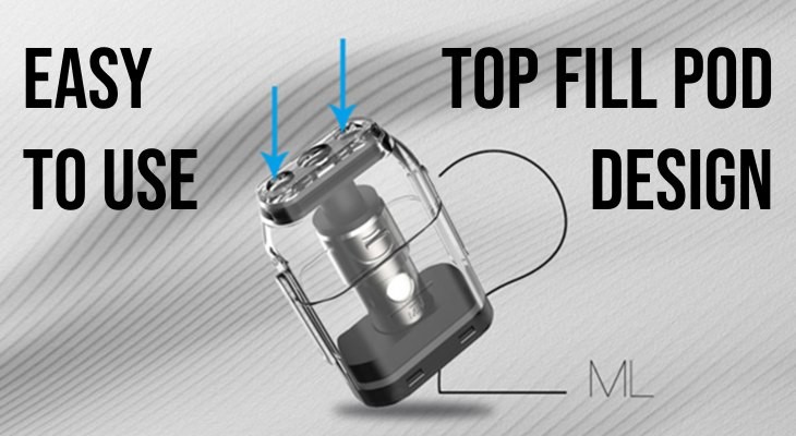 The Caliburn pods feature a 2ml e-liquid capacity with a top fill design.