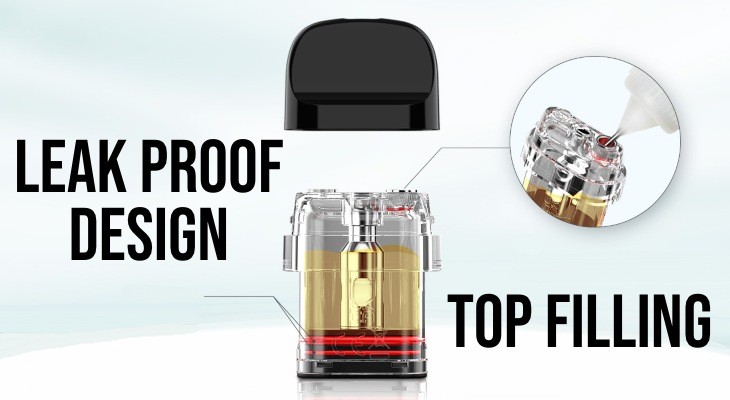 A Smok Novo2x pod being filled with e-liquid via the top