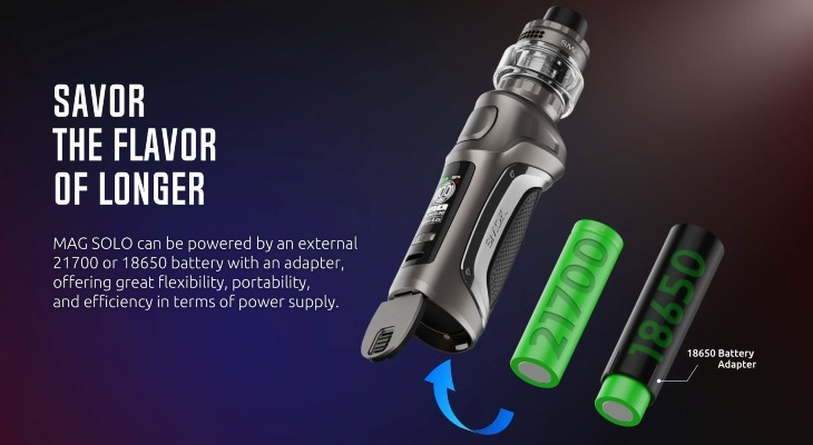 The Smok Mag Solo’s battery compatibility