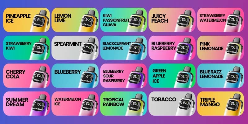 Voopoo Argus Bar Prime is available in 20 flavours.  