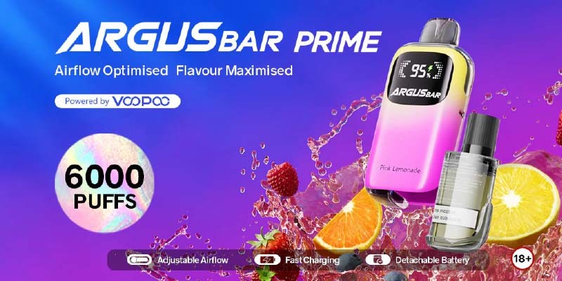 Voopoo Argus Bar Prime delivers up to 6000 puffs, has adjustable airflow and USB-C fast charging. 