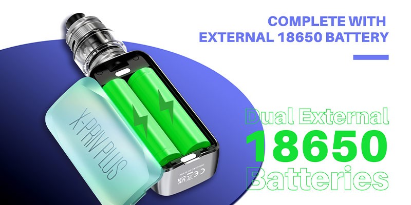 Smok X-Priv Plus vape kit with two external 18650 batteries