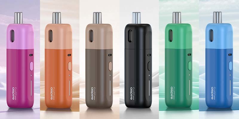 Aspire Fluffi Mini, six colours: Brown, Pink, Blue, Green, Orange and Black.