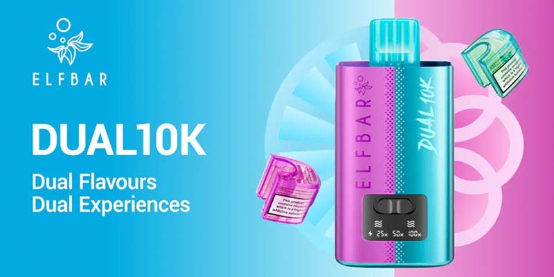 Elf Bar Dual 10K vape kit, 10000 puffs, two 5ml refill containers