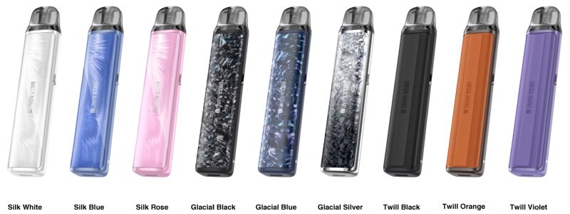 Lost Vape Ursa Nano 3 in Silk White, Silk Blue, Silk Rose, Glacial Black, Glaciel Blue, Glaciel Silver, Twill Black, Twill Orange and Twill Violet