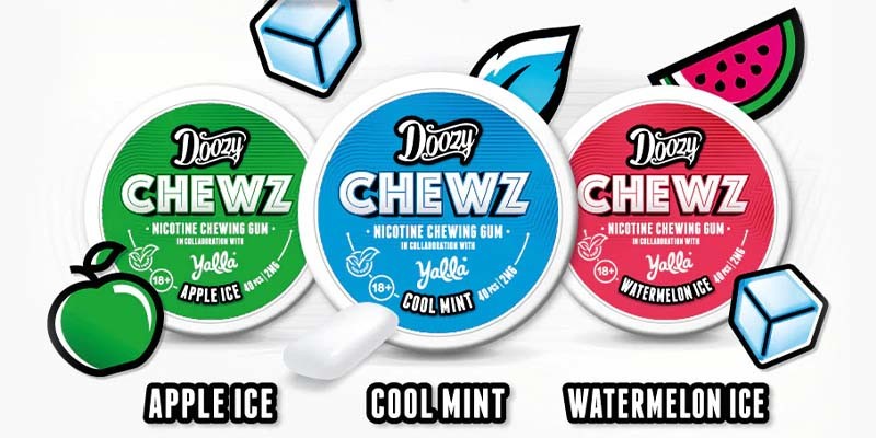 Doozy Chewz in Apple Ice, Cool Mint and Watermelon Ice.