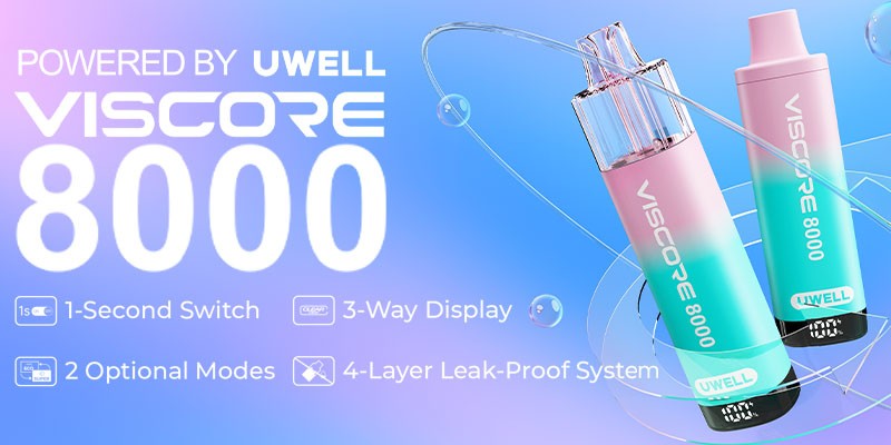 Uwell Viscore 8000, 1 second switch, 2 modes, leak-proof system.