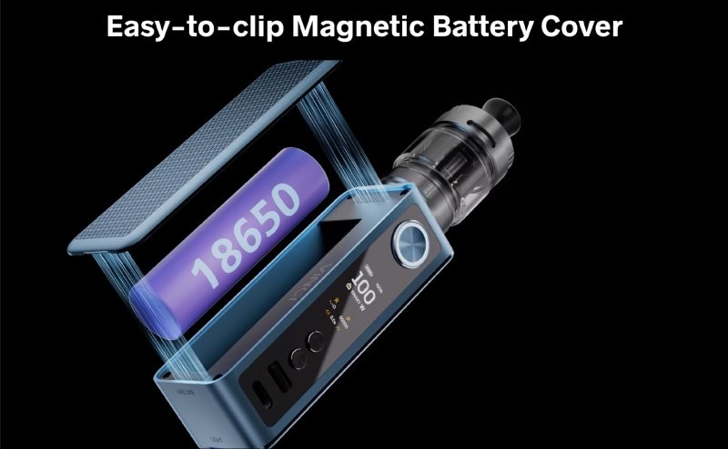 Voopoo Vinci Spark100, removable 18650 battery, replaceable magnetic battery cover