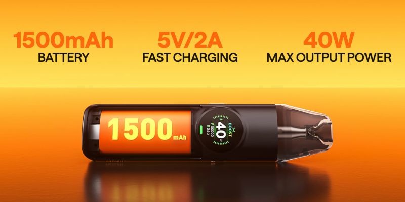 Oxva NeXlim, 1500mAh built-in, rechargeable battery, 2A fast charging