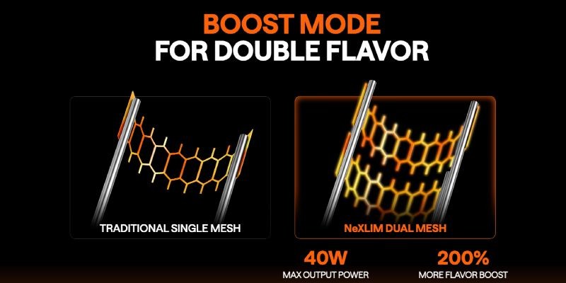 Oxva NeXlim vape kit, boost mode, boosted flavour, improved vapour