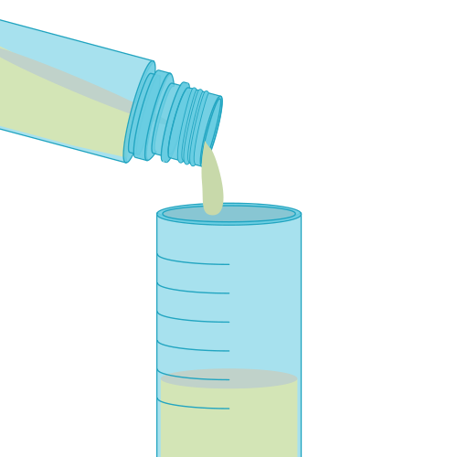 Measure and pour VG and PG into mixing cylinder