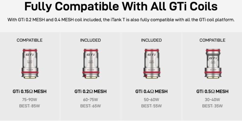 Vaporesso Gen Max iTank T vape kit GTi Corex mesh coils, 0.15 Ohm 0.2 Ohm, 0.4 Ohm, 0.5 Ohm