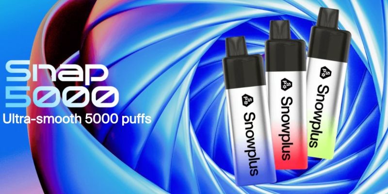 Snowplus Snap 5000 disposable vape, 10ml refill container, 5000 puffs