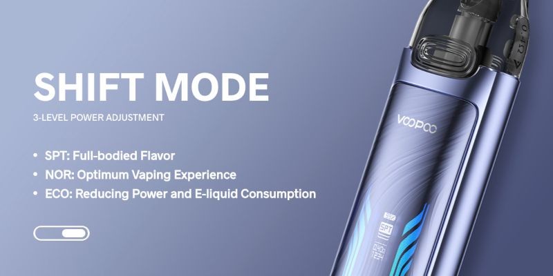 Voopoo VMate Max vape kit modes: NOR, SPT, ECO