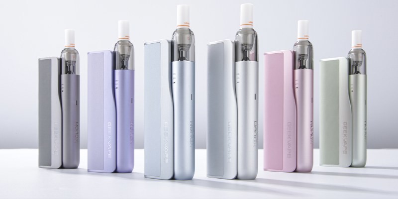 Geekvape Wenax M Starter Kit colours: Avocado green, Carbon Gray, Earth Art, Moonlight Silver, Pastel Purple, Petal Pink, Slate Blue