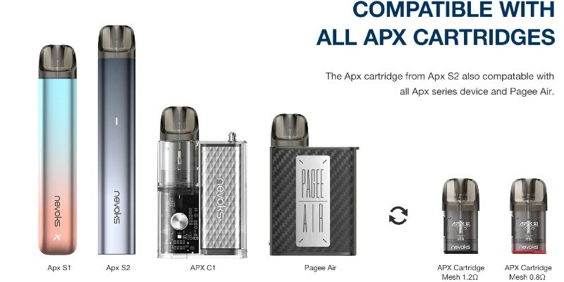 APX S1 pod compatibility with Nevoks APX S2 vape kit and full APX range