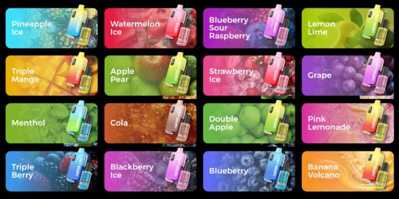 Lost Mary BM6000 disposable vape kit flavours: Pineapple Ice, Triple Mango, Menthol, Triple Berry, Watermelon Ice etc