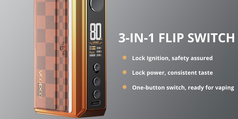 Voopoo Drag 5 vape kit 3 in 1 flip switch