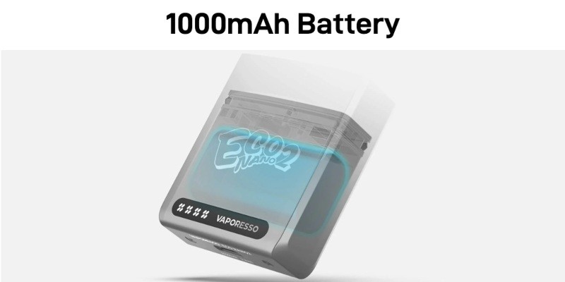 Vaporesso Eco Nano 2’s built-in, rechargeable 1000mAh battery