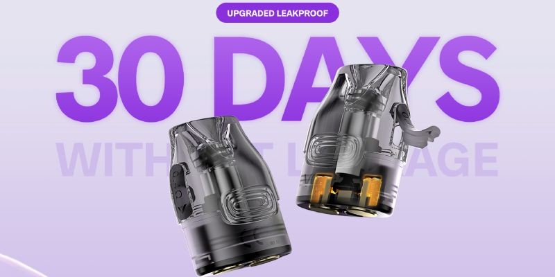 Image displays VMate top-fill pods that last up to thirty days with upgraded leak proof design