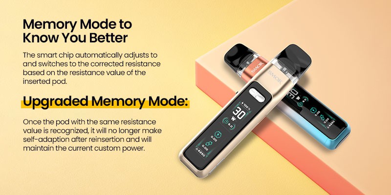 Smok Novo GT vape kit Memory Mode customised automatic wattage selection