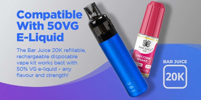 Bar Juice 20K vape kit bundle deal, four included e-liquids