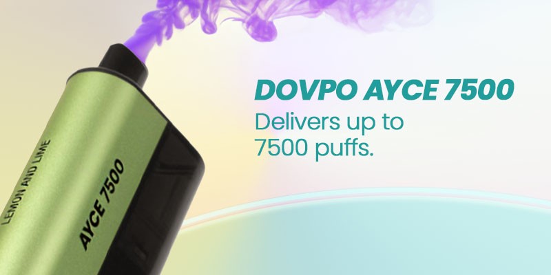 The DovPo Ayce provides 7500 puffs and delivers an MTL vape