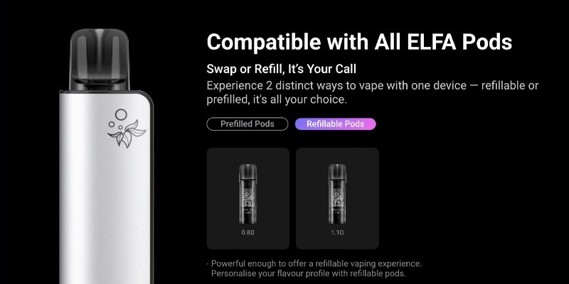 Elfa Master vape kit, compatible with all refillable and prefilled Elfa pods