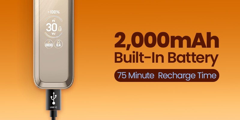 Vaporesso Xros Pro 2 Battery Specs, 2000mAh Built-In, USB-C Rechargeable, 30 Minutes