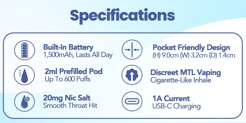 Oxva Slim Stick Pod Kit Specs
