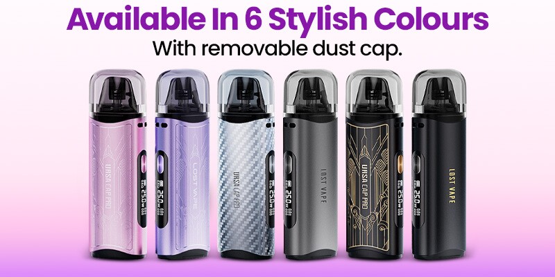 Lost Vape Ursa Cap Pro comes in 6 colours and includes a dust cap